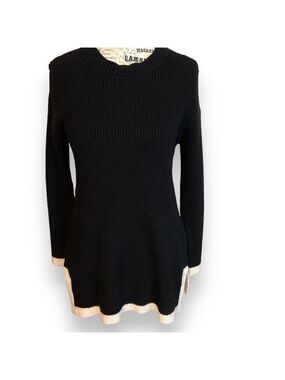 Truth Sweater Cream Tipped Crewneck Black Size S New